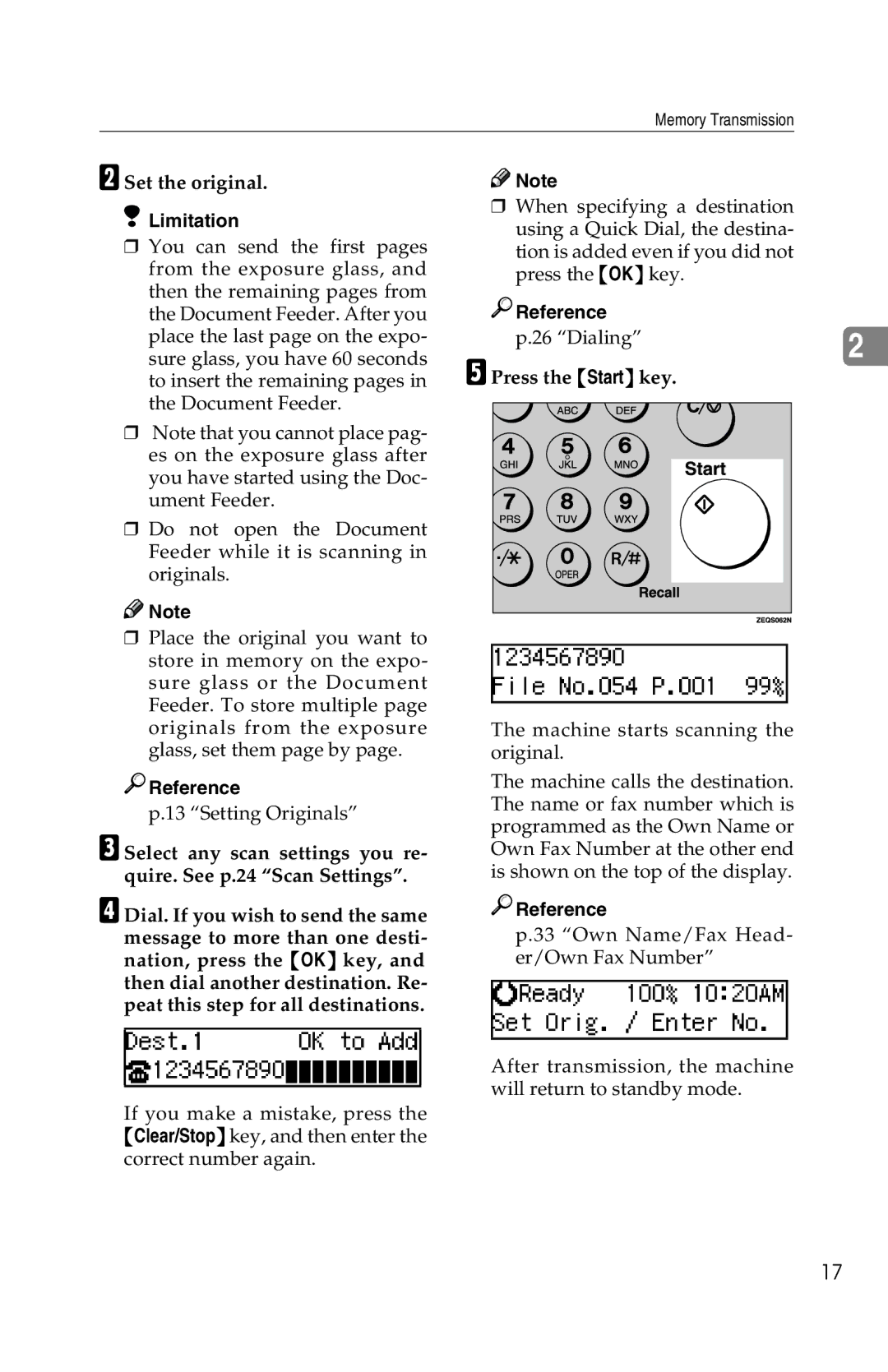 Savin G1619 manual Set the original, Press the Start key 