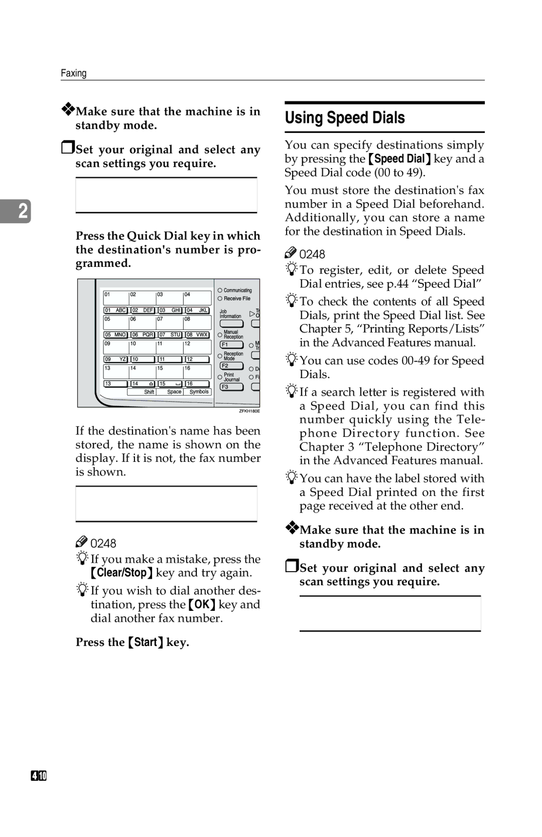 Savin G1619 manual Using Speed Dials 