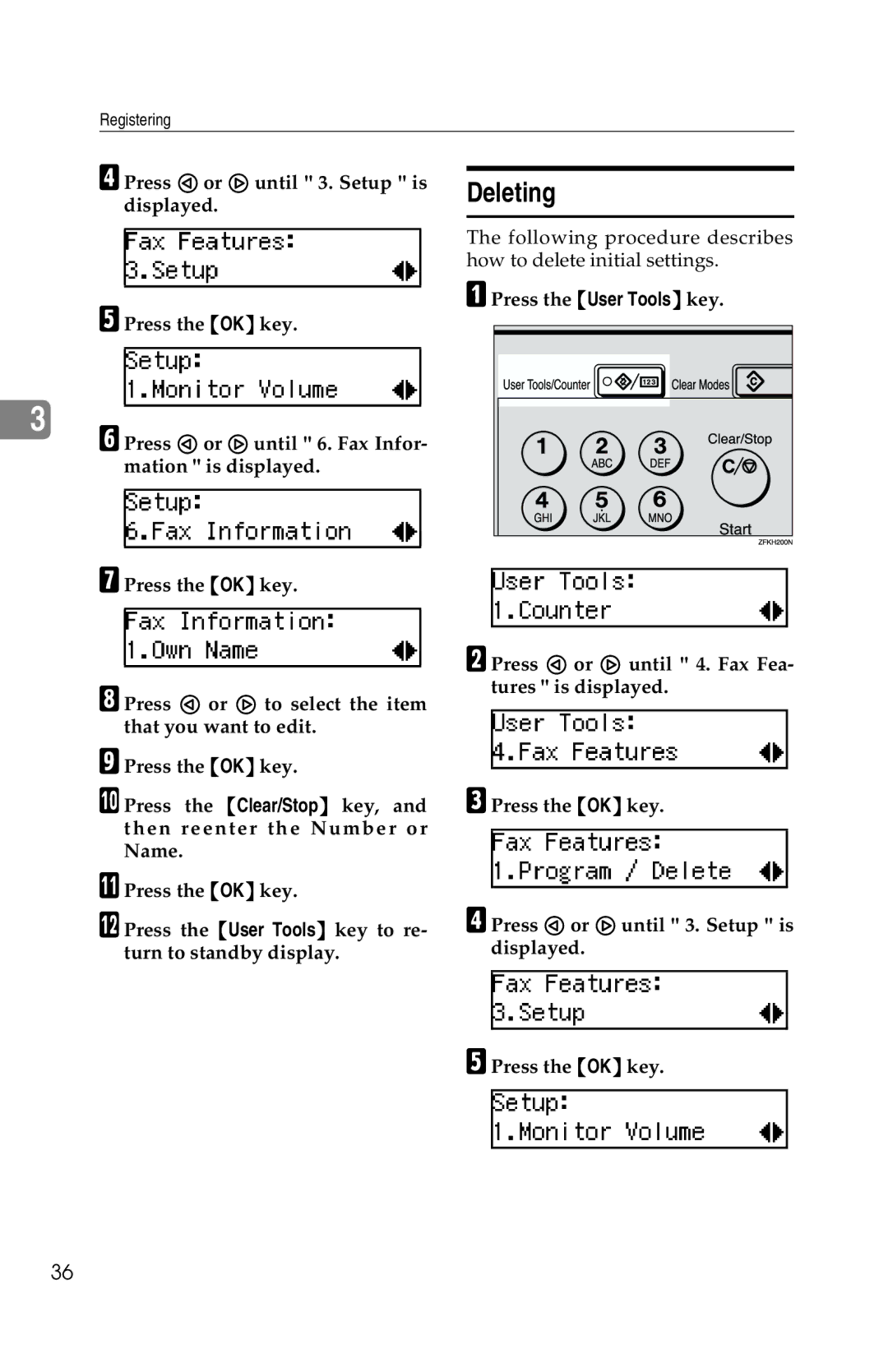 Savin G1619 manual Deleting 