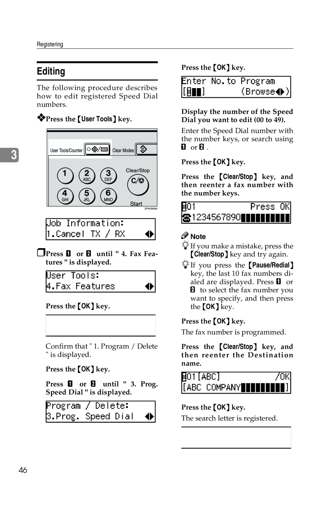 Savin G1619 manual Editing 