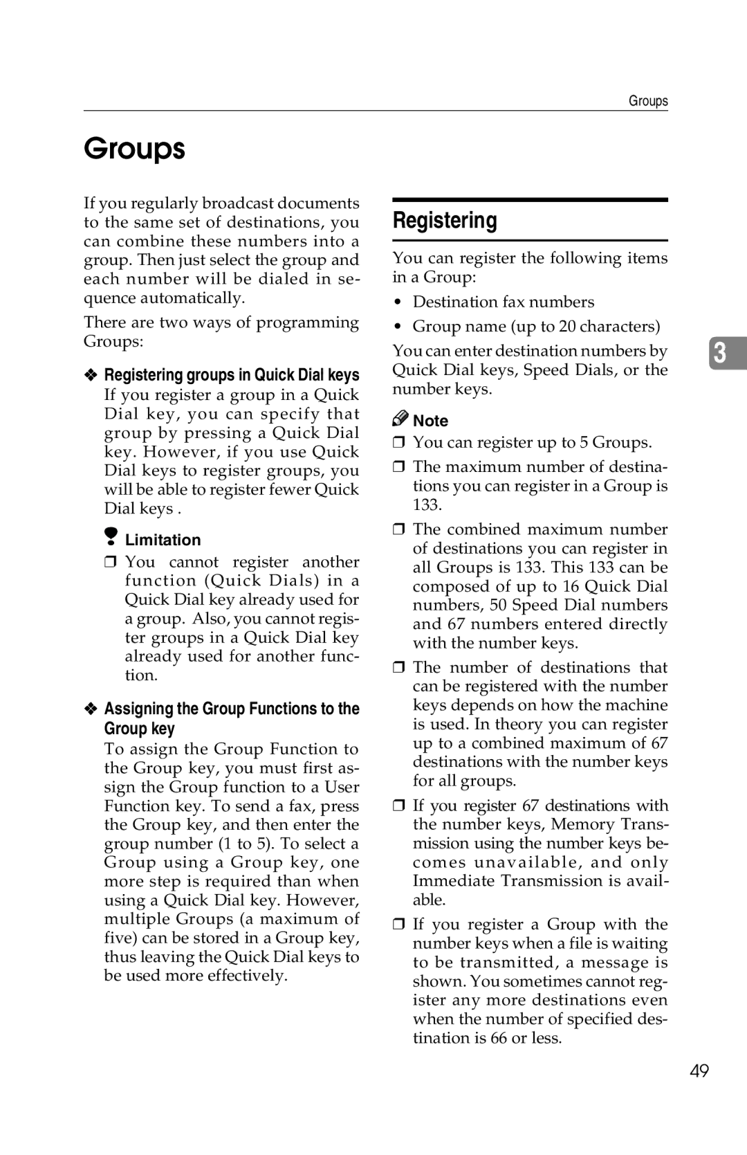 Savin G1619 manual Groups, Assigning the Group Functions to the Group key 