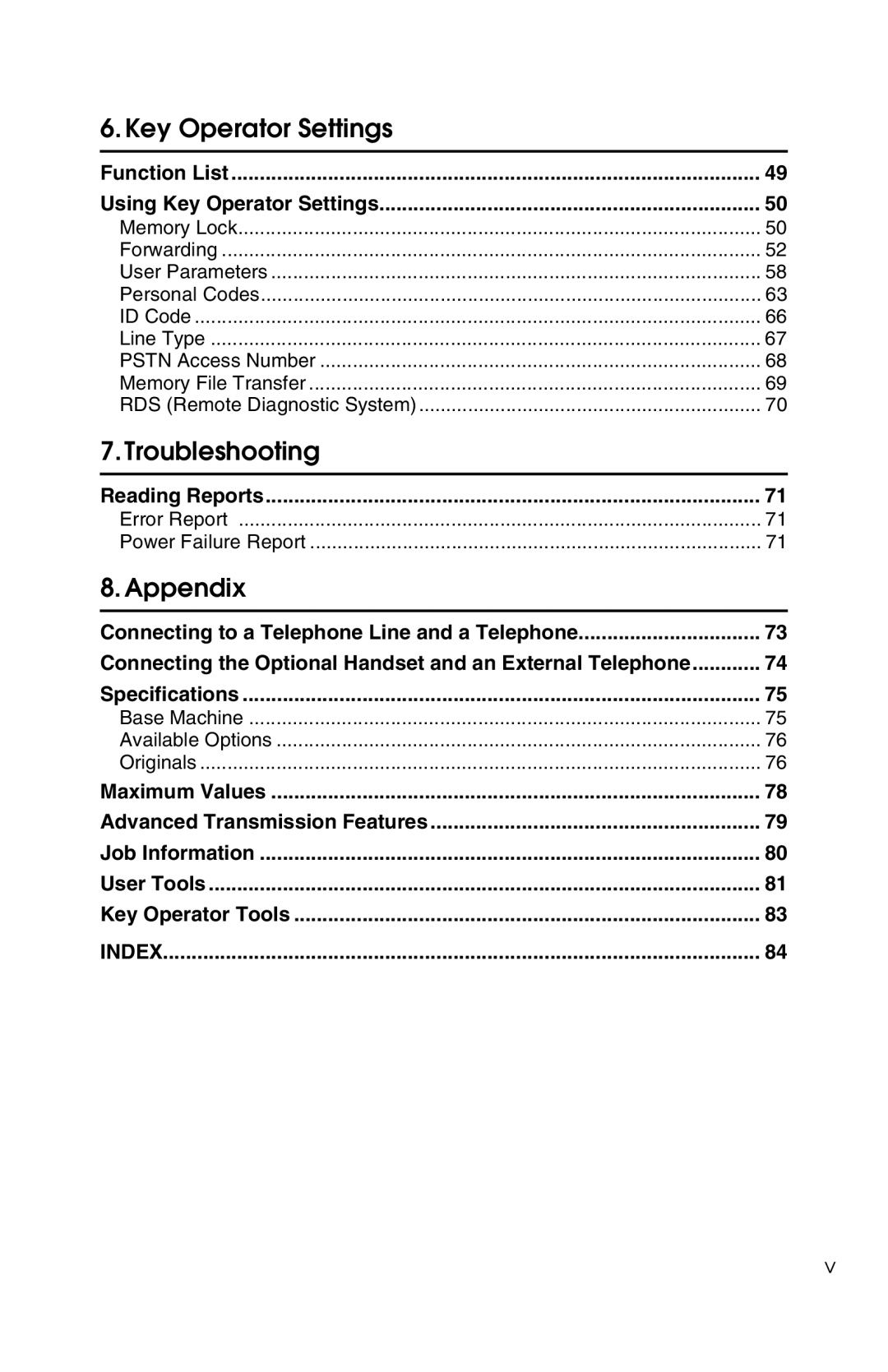 Savin G1619 manual Function List Using Key Operator Settings, Reading Reports 