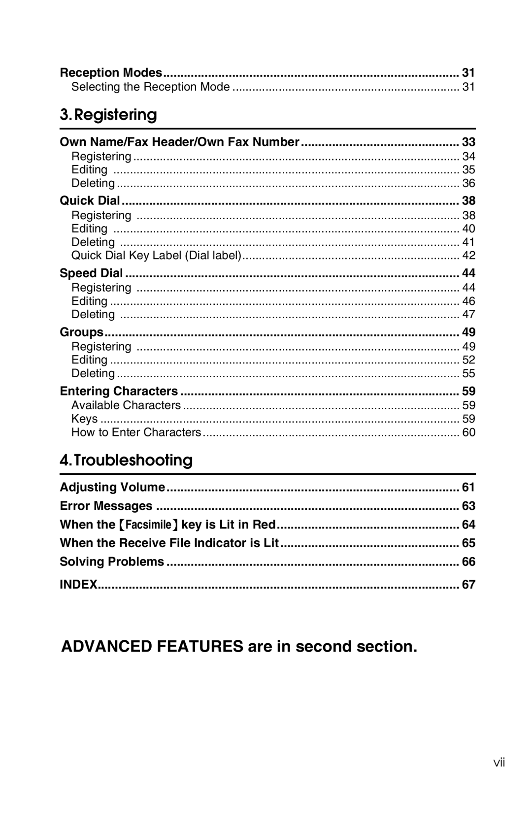 Savin G1619 manual Âadvanced Features are in second section 