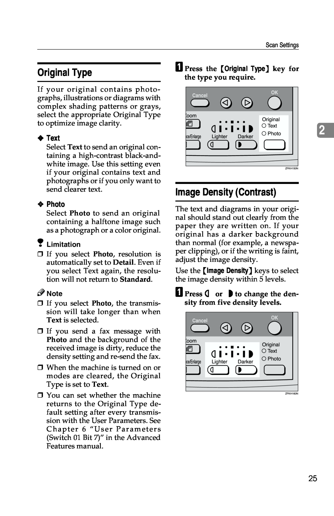Savin G1619 manual Original Type, Image Density Contrast, Text, Photo 
