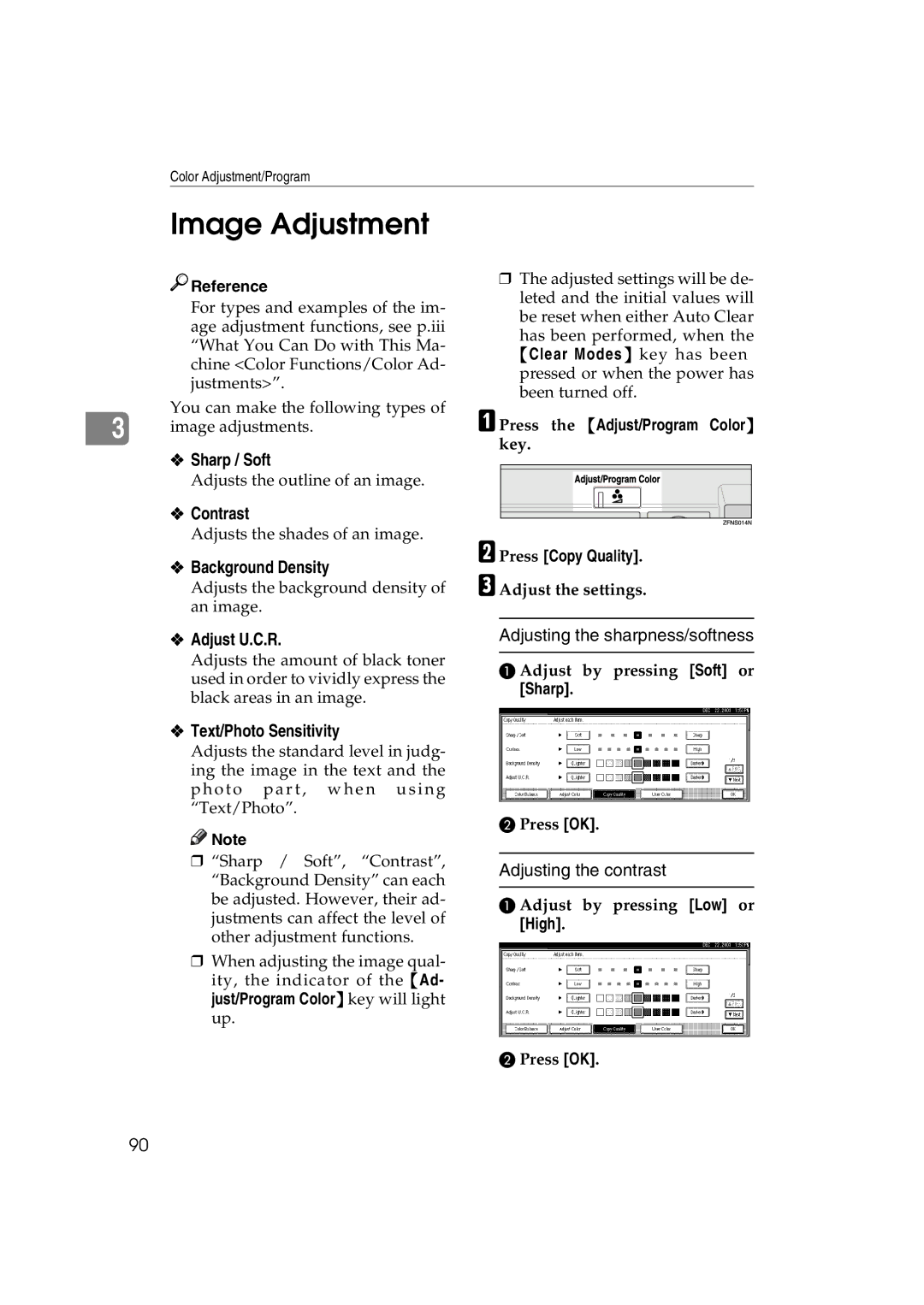 Savin c3224, LD238c, LD232c, DSc332, DSc338, C3828 operating instructions Image Adjustment 