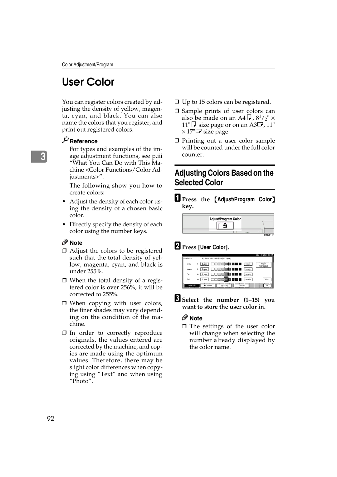 Savin DSc338, LD238c, LD232c, c3224, DSc332, C3828 User Color, Adjusting Colors Based on the Selected Color 