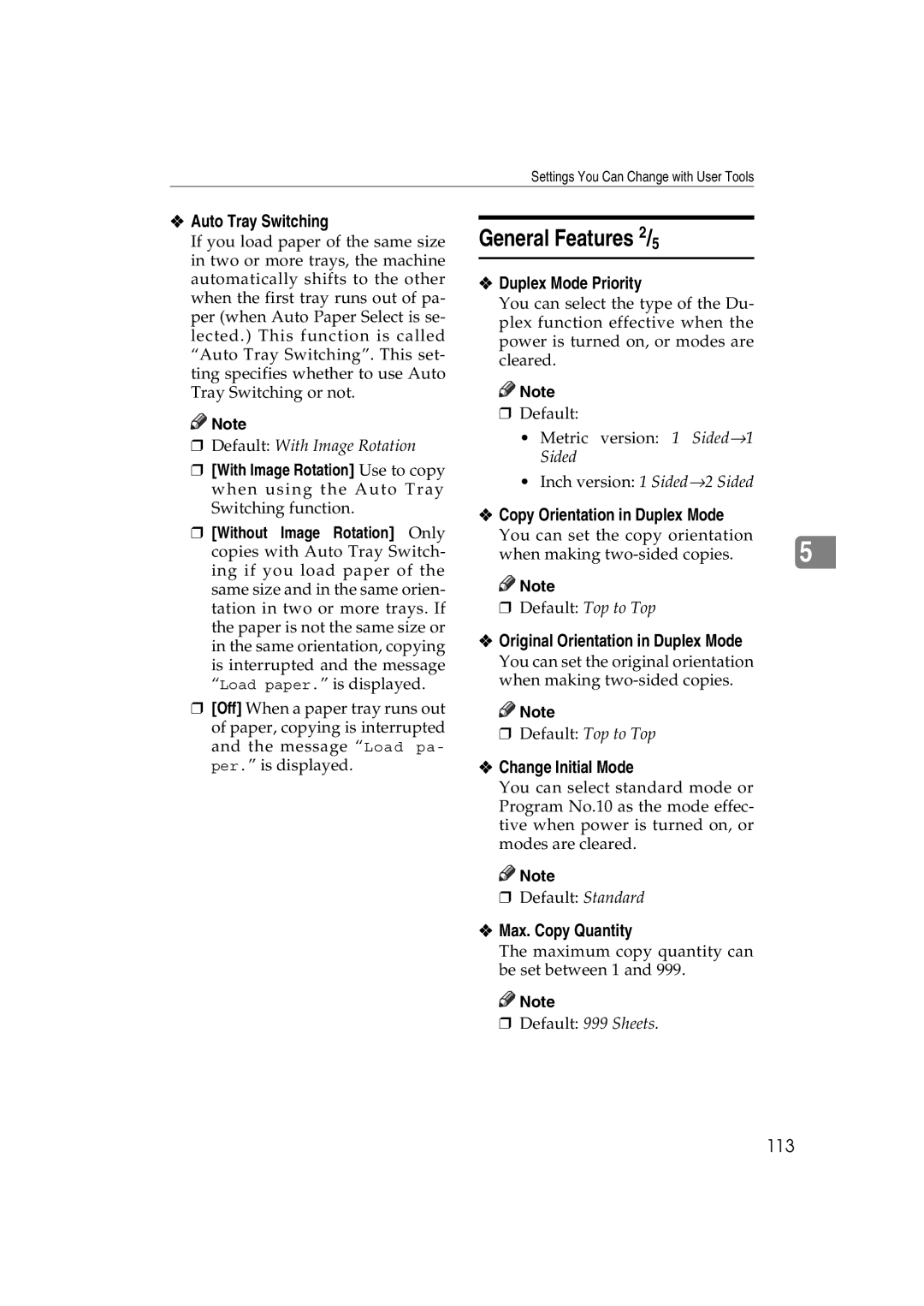 Savin LD232c, LD238c, c3224, DSc332, DSc338, C3828 operating instructions General Features 2/5 