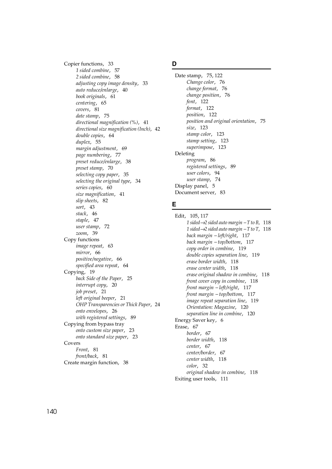 Savin DSc338, LD238c, LD232c, c3224, DSc332, C3828 operating instructions 140, User stamp 