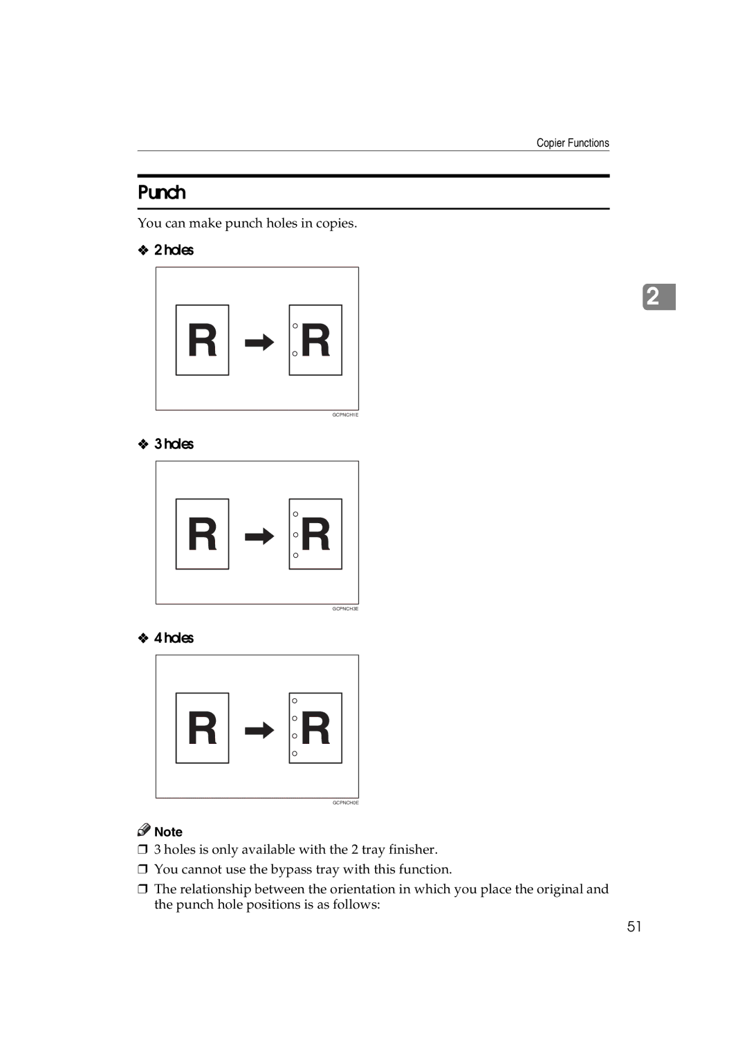 Savin C3828, LD238c, LD232c, c3224, DSc332, DSc338 operating instructions Punch, Holes 