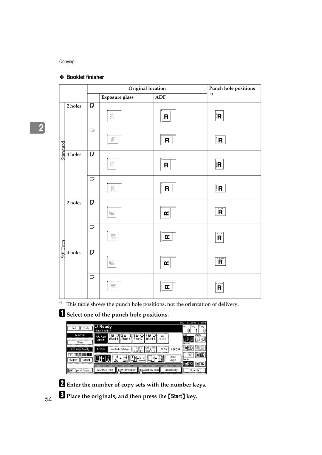 Savin c3224, LD238c, LD232c, DSc332, DSc338, C3828 operating instructions Holes Standard Turn 