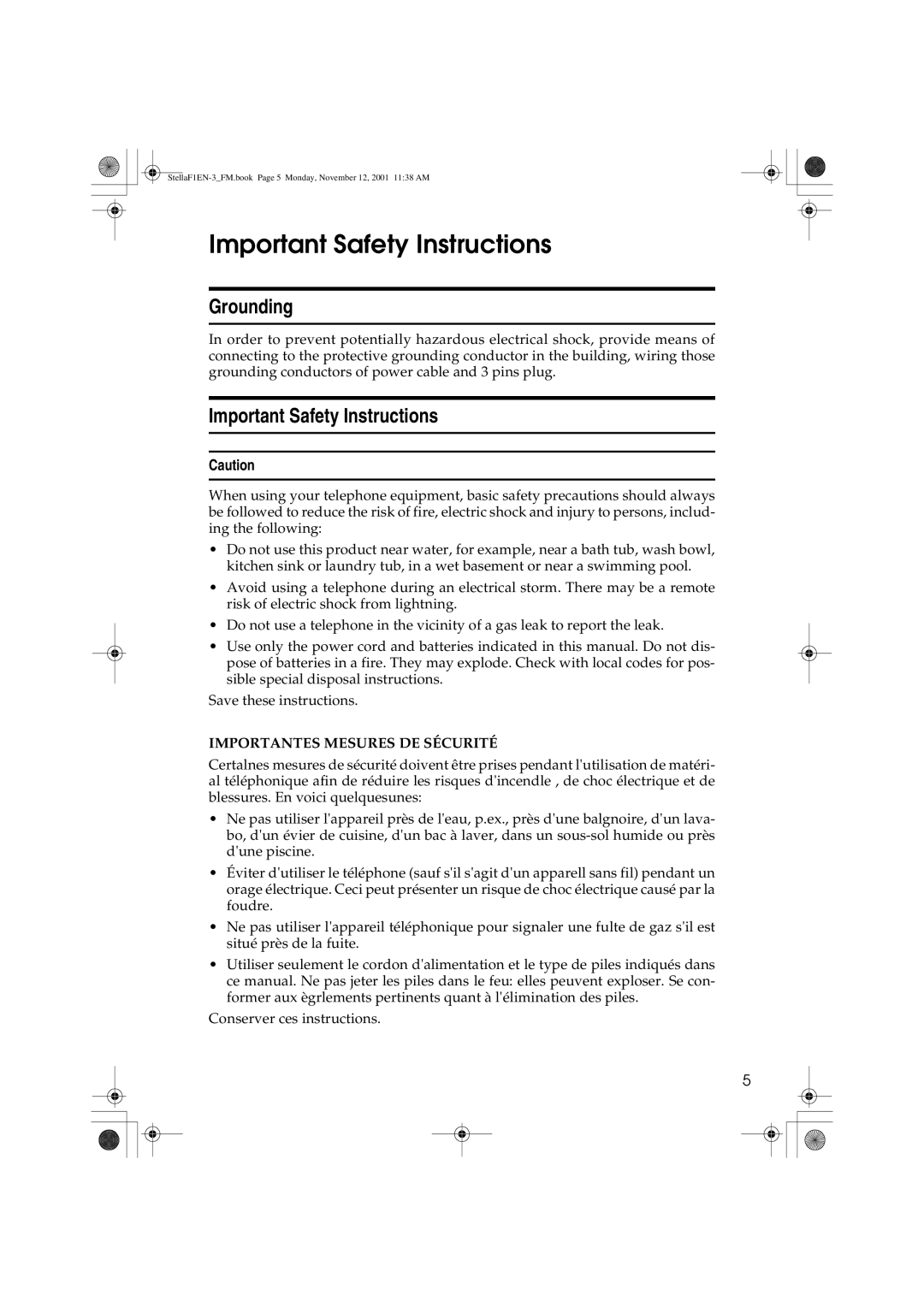 Savin 3310L, LF310, F9103, 3725 manual Important Safety Instructions, Grounding 