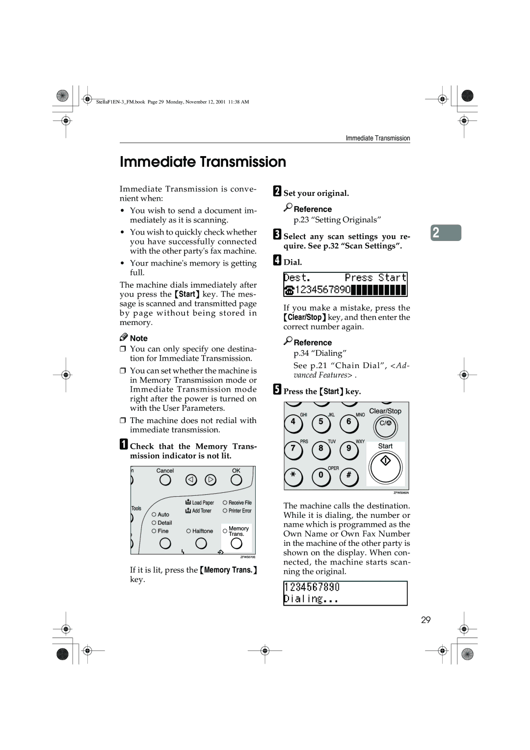 Savin 3310L, LF310 Immediate Transmission, Check that the Memory Trans- mission indicator is not lit, Set your original 