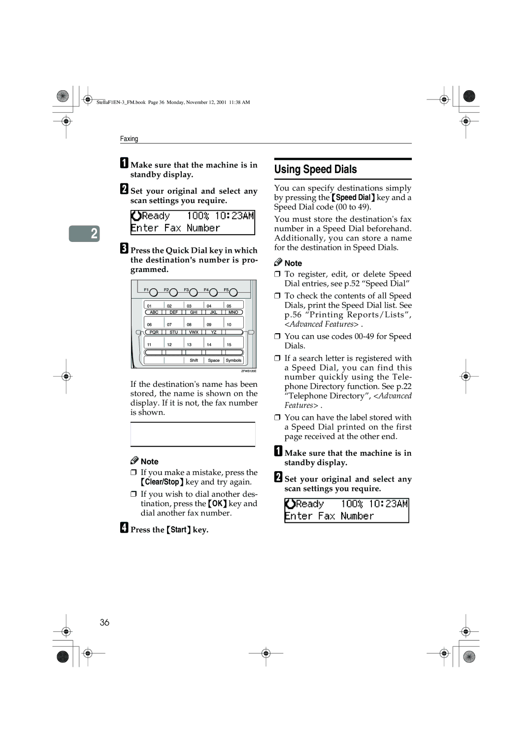 Savin 3725, LF310, F9103, 3310L manual Using Speed Dials 