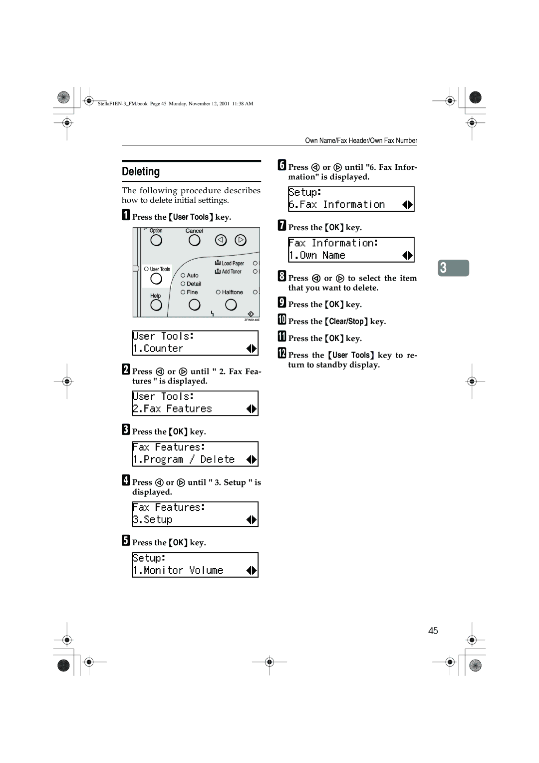 Savin 3310L, LF310, F9103, 3725 manual Deleting 