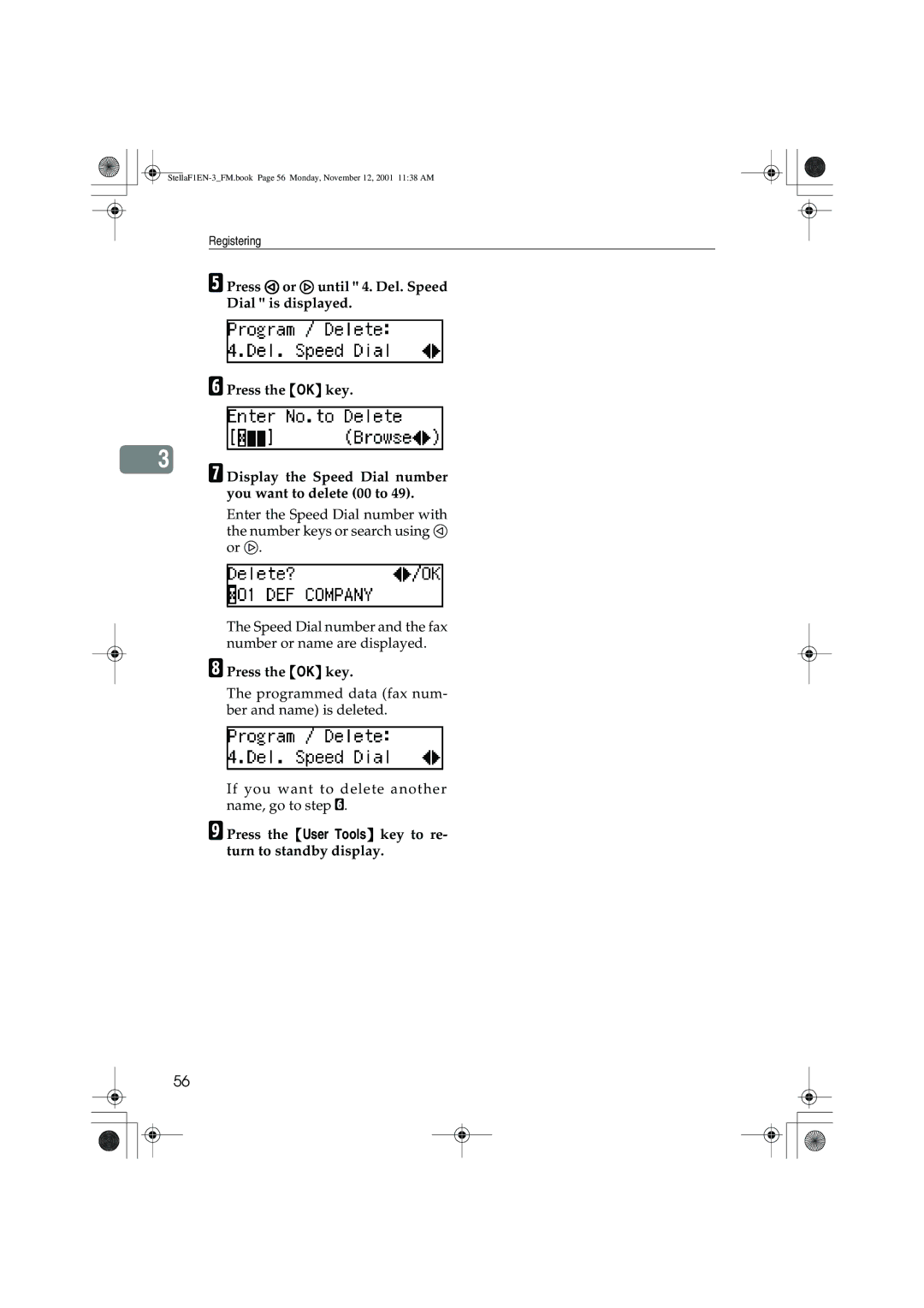 Savin 3725, LF310, F9103, 3310L manual Press the OK key 