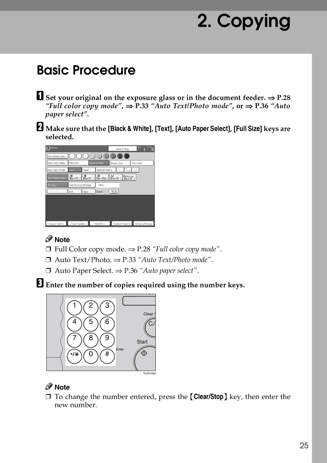 Savin SDC326 manual Copying, Basic Procedure 