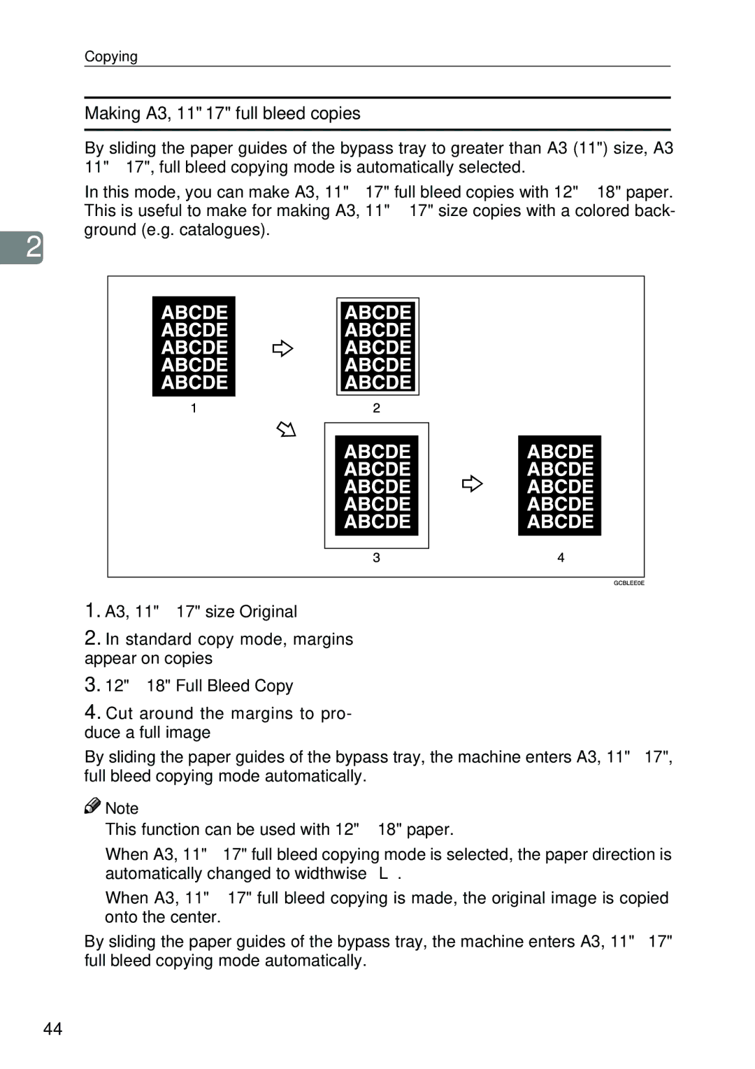 Savin SDC326 manual Making A3, 11 ⋅ 17 full bleed copies 