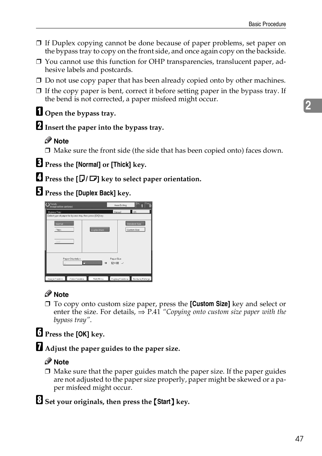 Savin SDC326 manual Open the bypass tray Insert the paper into the bypass tray 