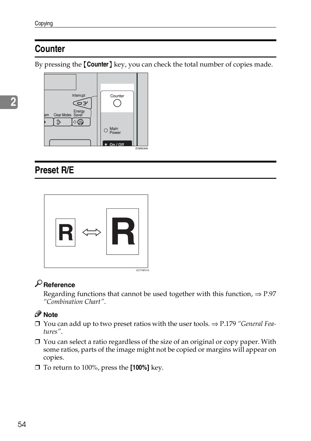 Savin SDC326 manual Counter, Preset R/E 