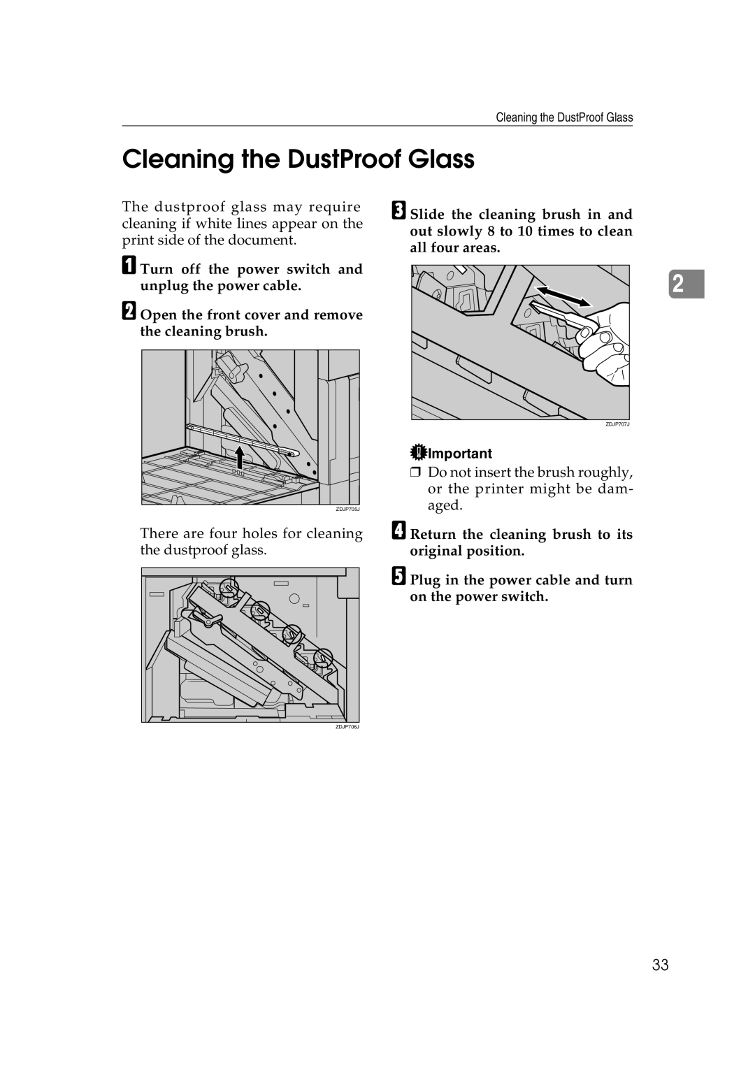 Savin SLP38C manual Cleaning the DustProof Glass 