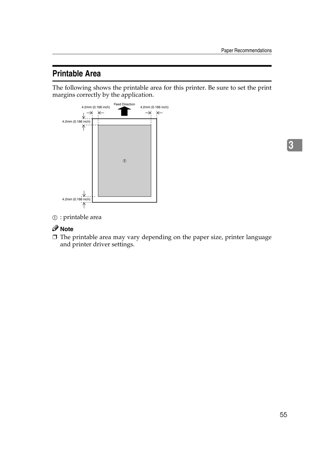 Savin SLP38C manual Printable Area 