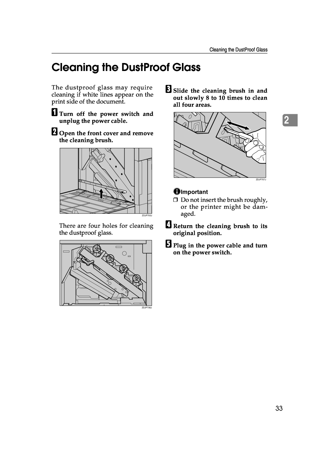 Savin SLP38C manual Cleaning the DustProof Glass 