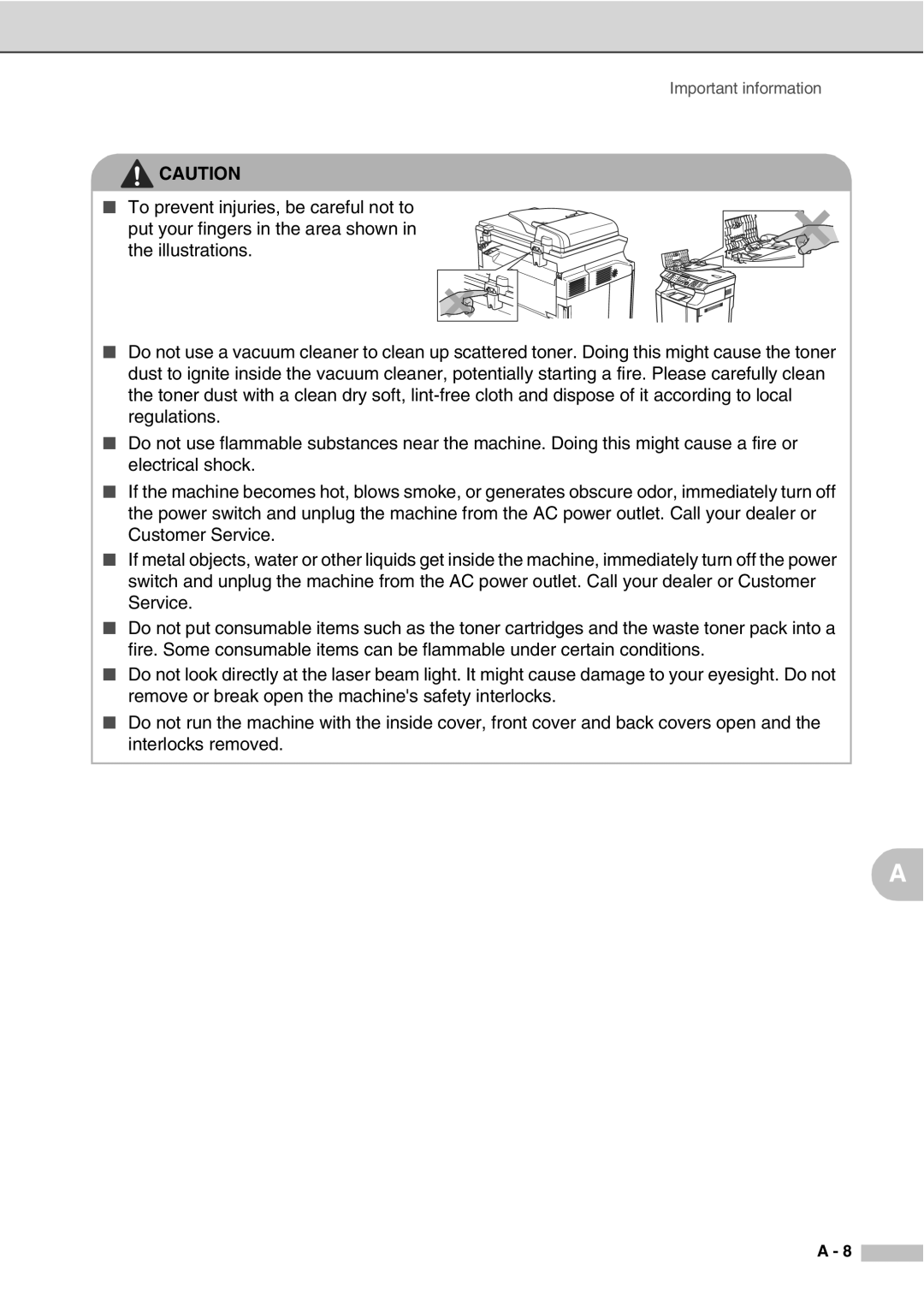 Savin SPC210SF manual Important information 