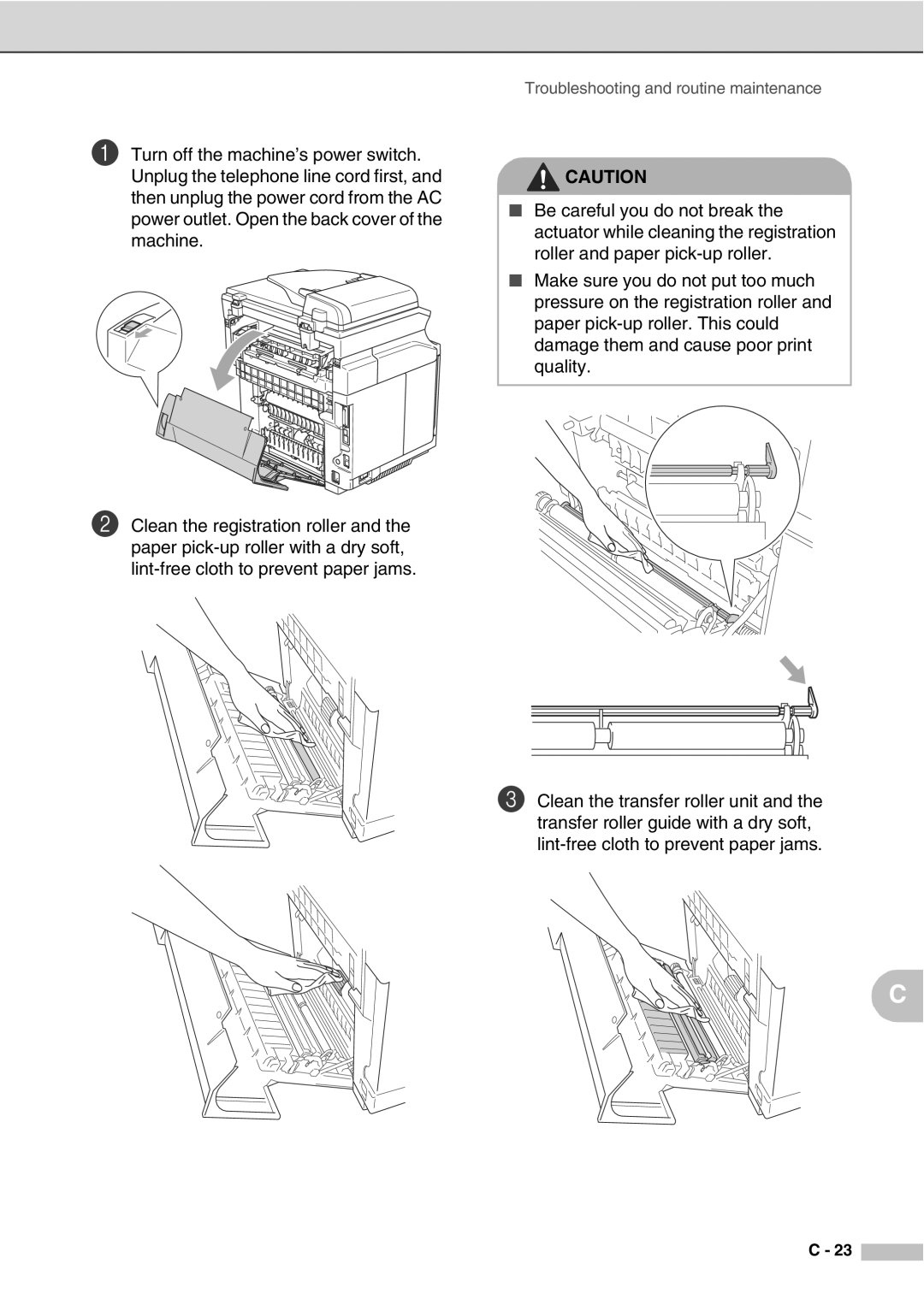 Savin SPC210SF manual Troubleshooting and routine maintenance 