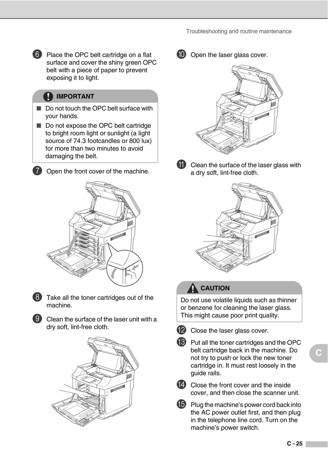 Savin SPC210SF manual Troubleshooting and routine maintenance 