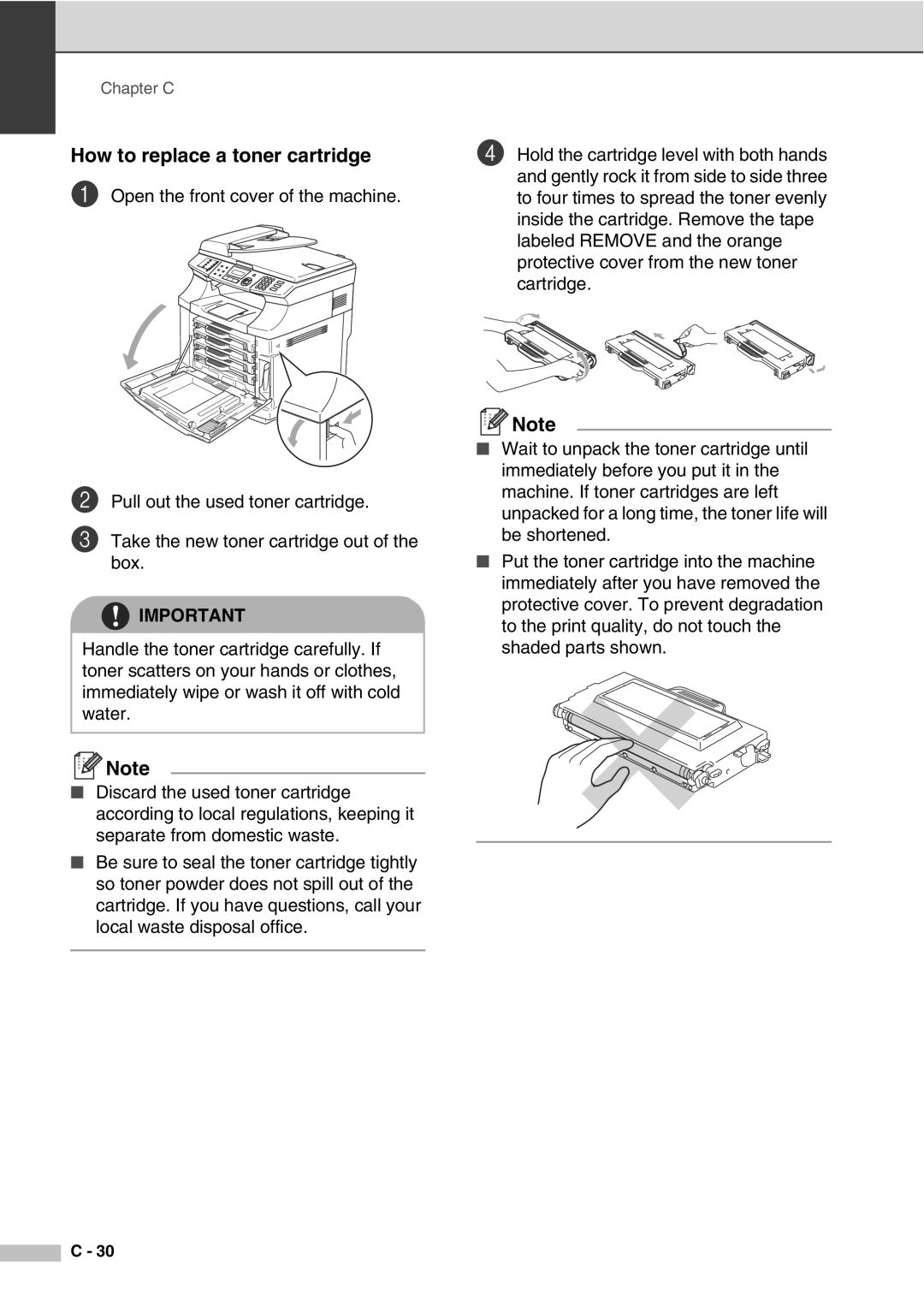 Savin SPC210SF manual How to replace a toner cartridge 