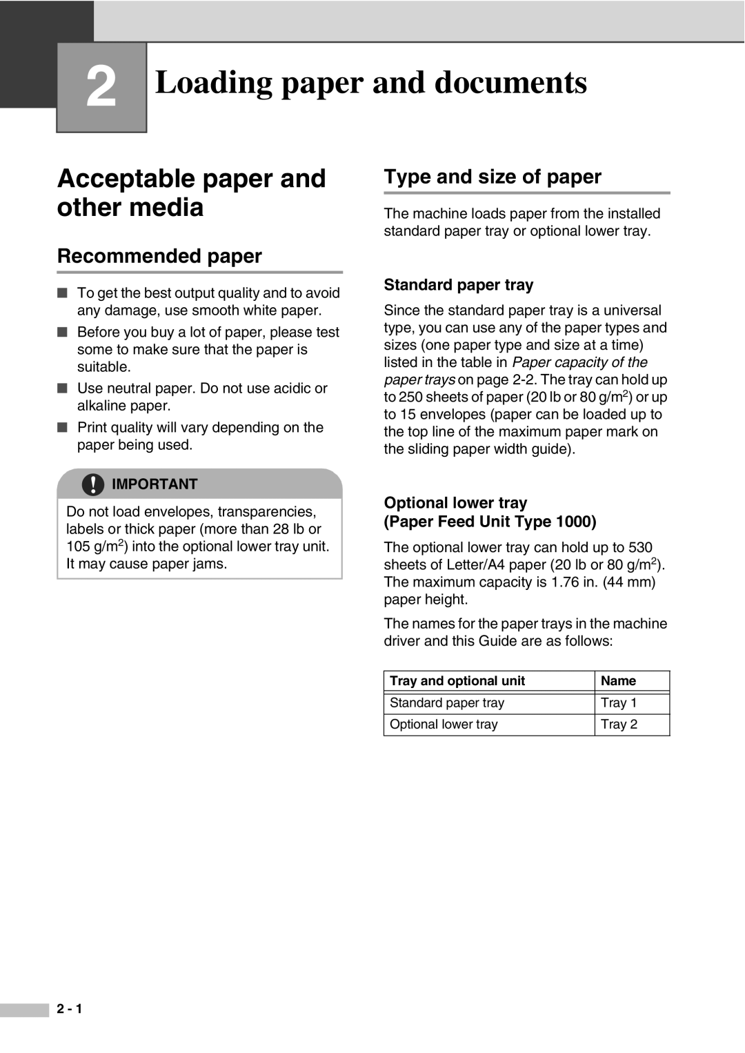 Savin SPC210SF Loading paper and documents, Acceptable paper and other media, Type and size of paper, Recommended paper 