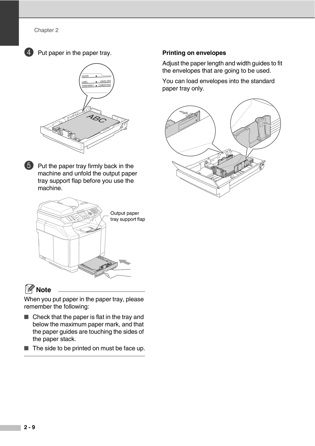 Savin SPC210SF manual Abc, Printing on envelopes 