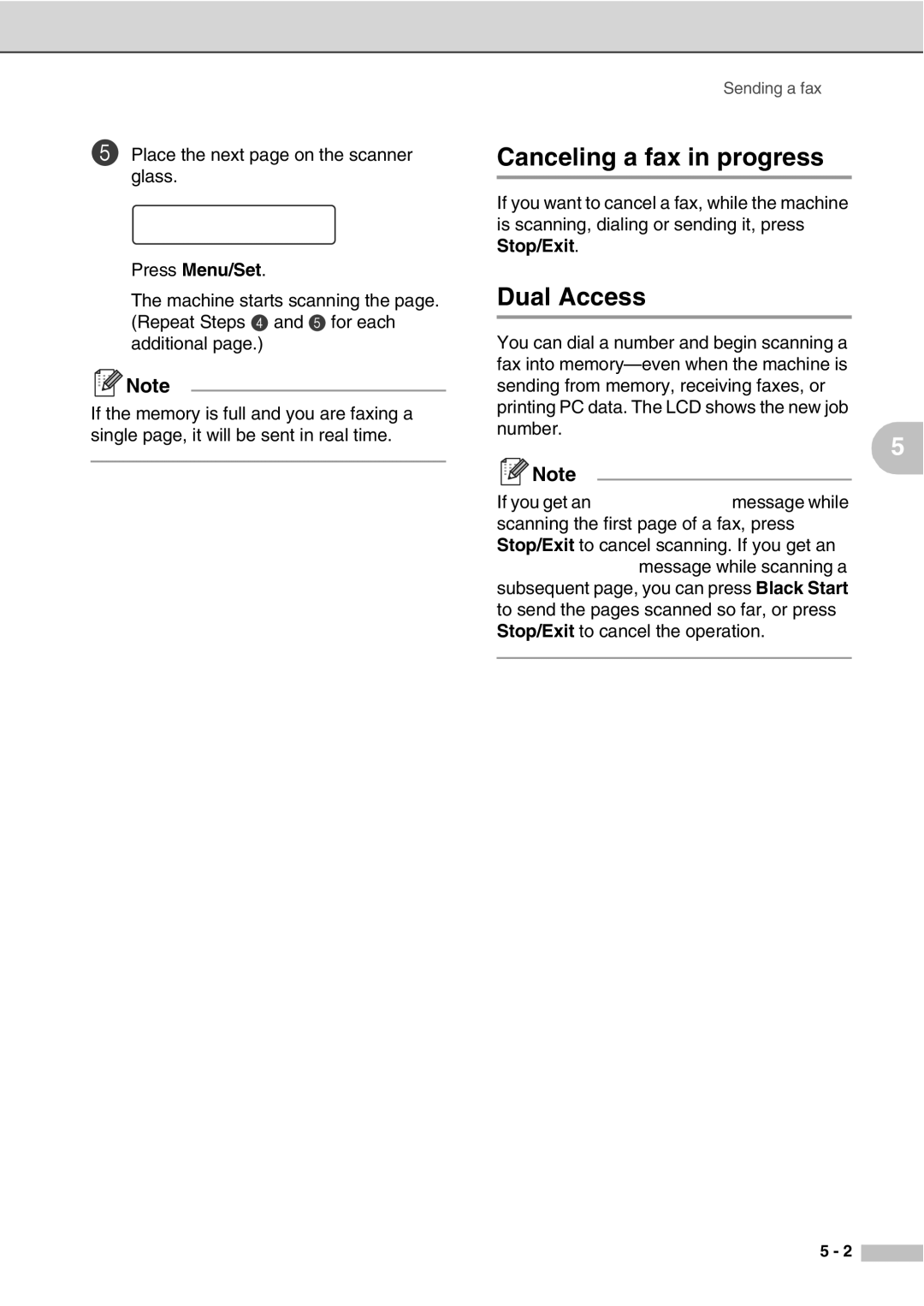 Savin SPC210SF manual Canceling a fax in progress, Dual Access 