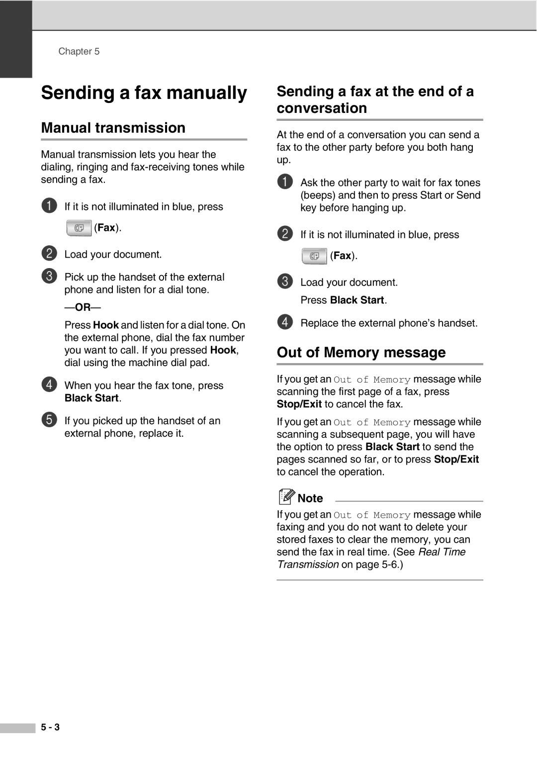 Savin SPC210SF Sending a fax manually, Manual transmission, Sending a fax at the end of a conversation 