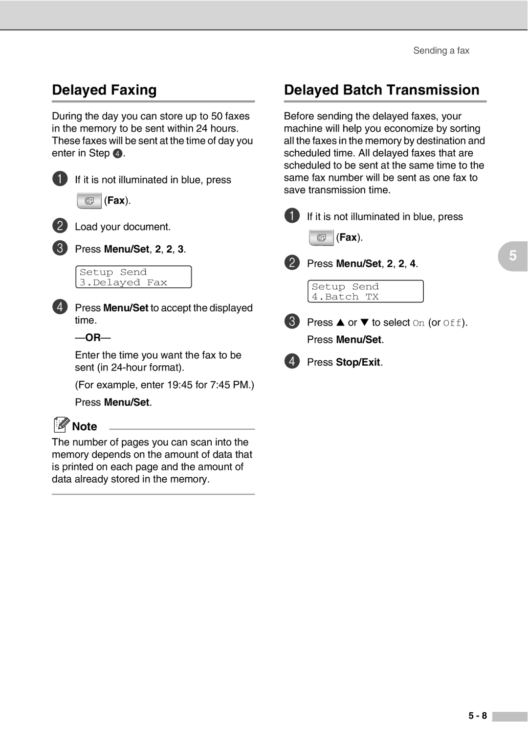 Savin SPC210SF manual Delayed Faxing, Delayed Batch Transmission 