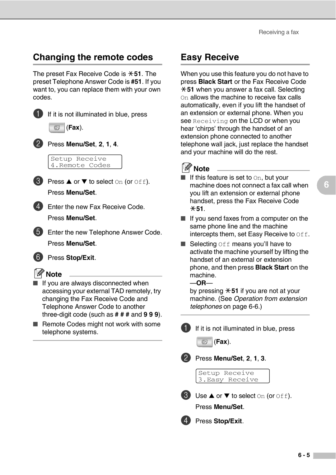 Savin SPC210SF manual Changing the remote codes, Easy Receive 