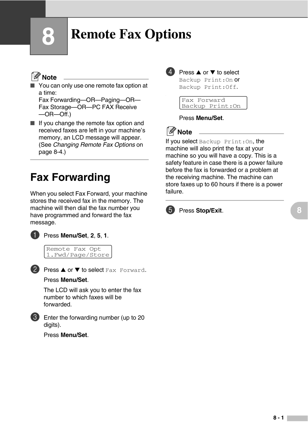 Savin SPC210SF manual Remote Fax Options, Fax Forwarding 