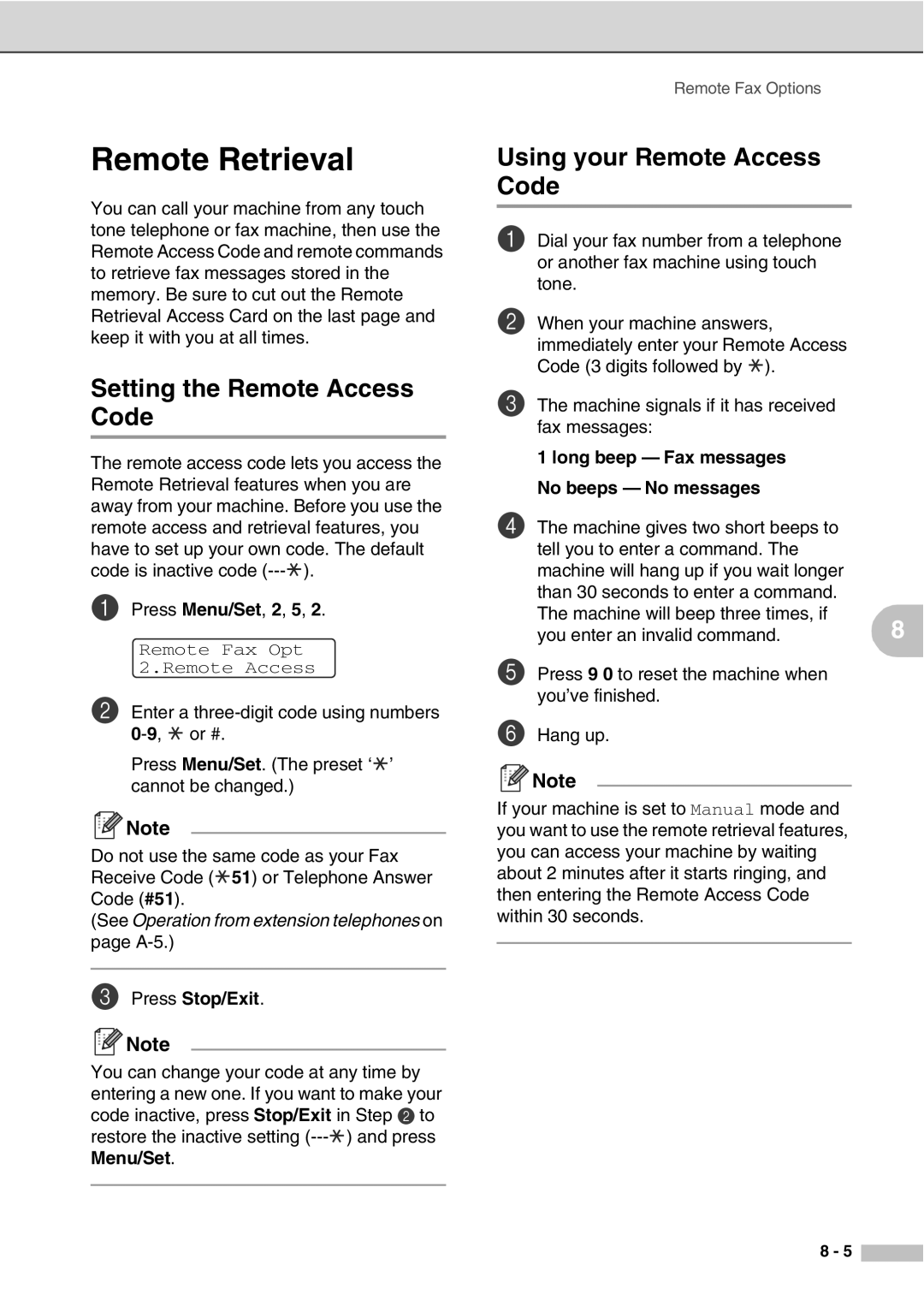 Savin SPC210SF manual Remote Retrieval, Setting the Remote Access Code, Using your Remote Access Code 