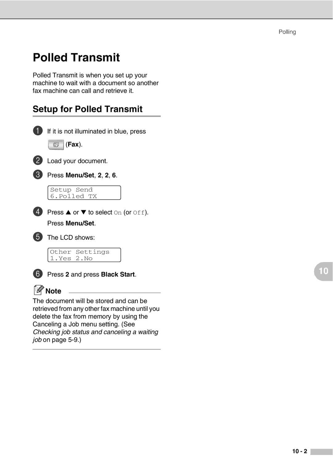 Savin SPC210SF manual Setup for Polled Transmit 