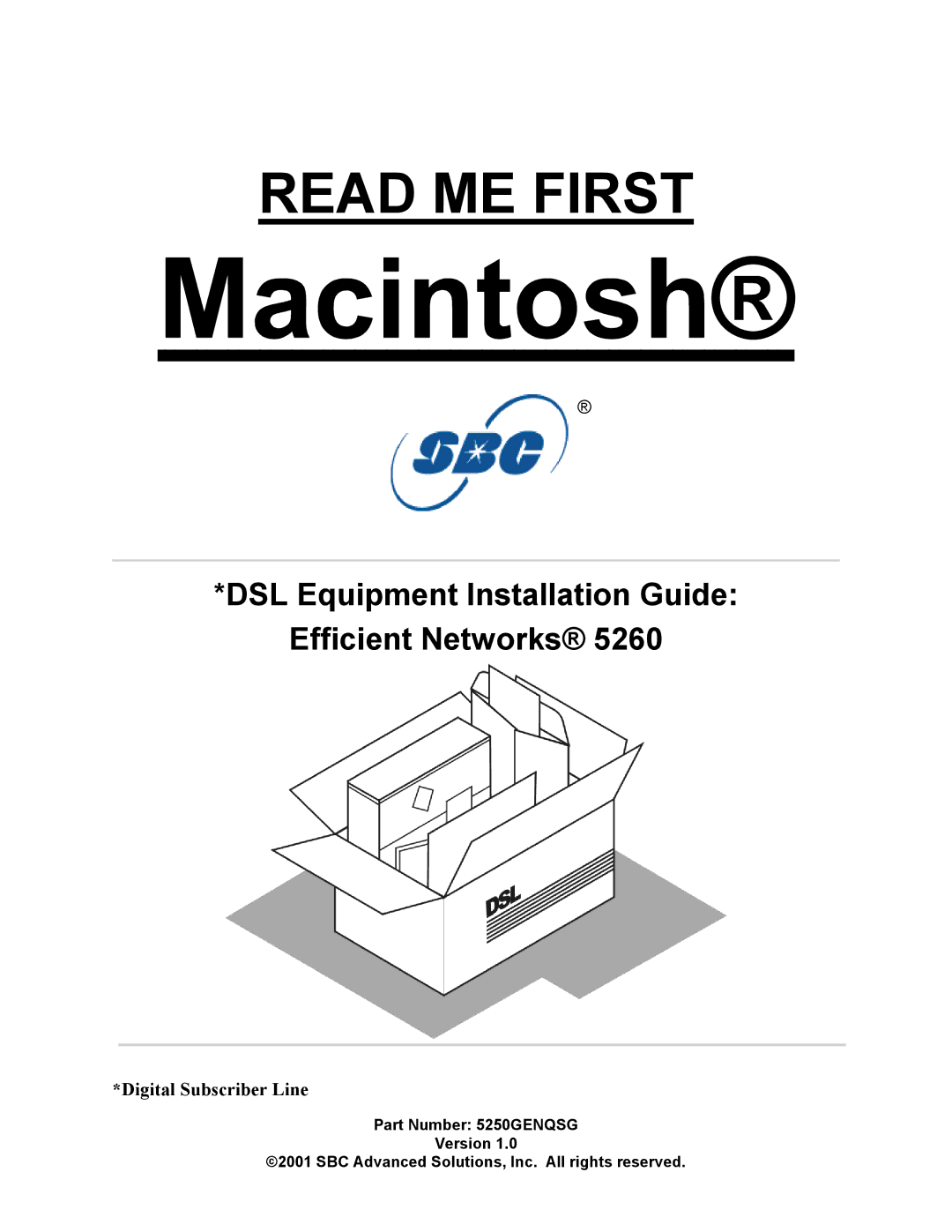 SBC comm 5260 manual Read ME First 