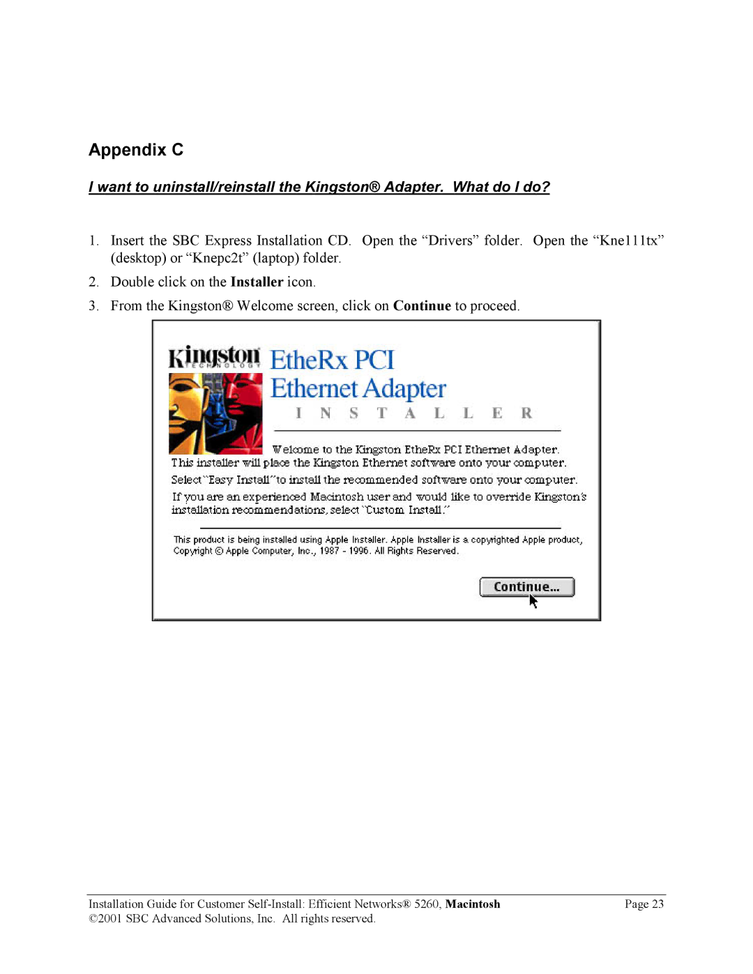 SBC comm 5260 manual Appendix C 