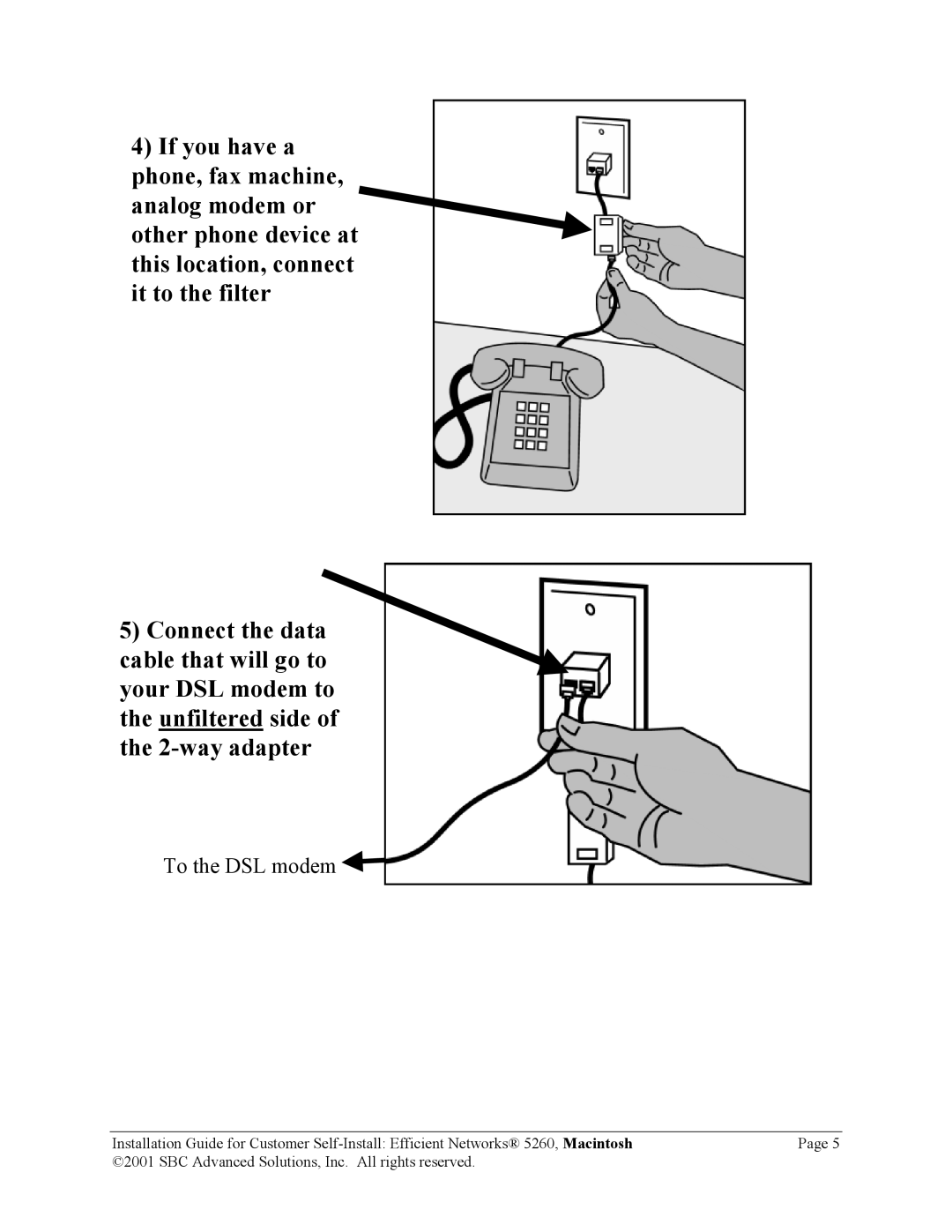 SBC comm 5260 manual To the DSL modem 