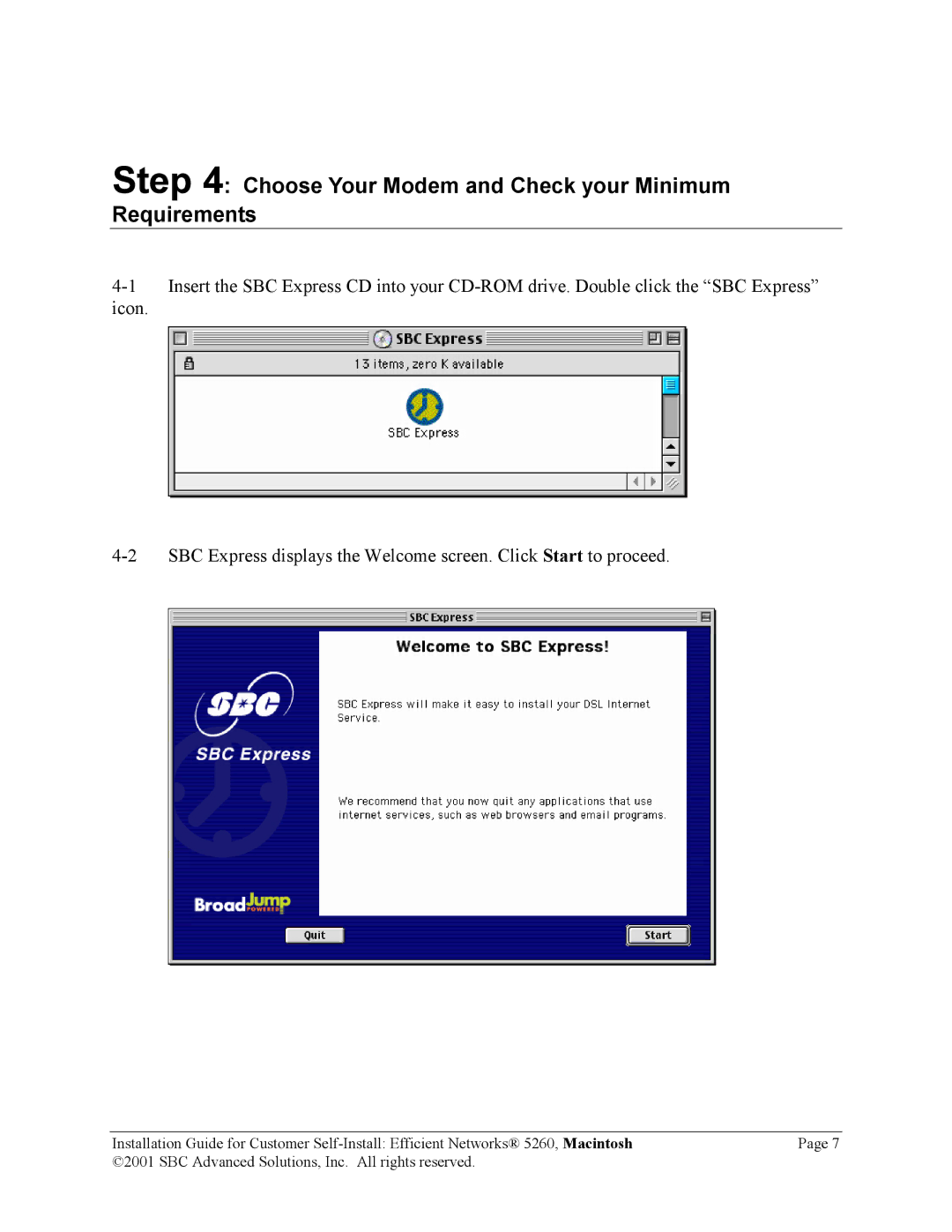 SBC comm 5260 manual Choose Your Modem and Check your Minimum Requirements 