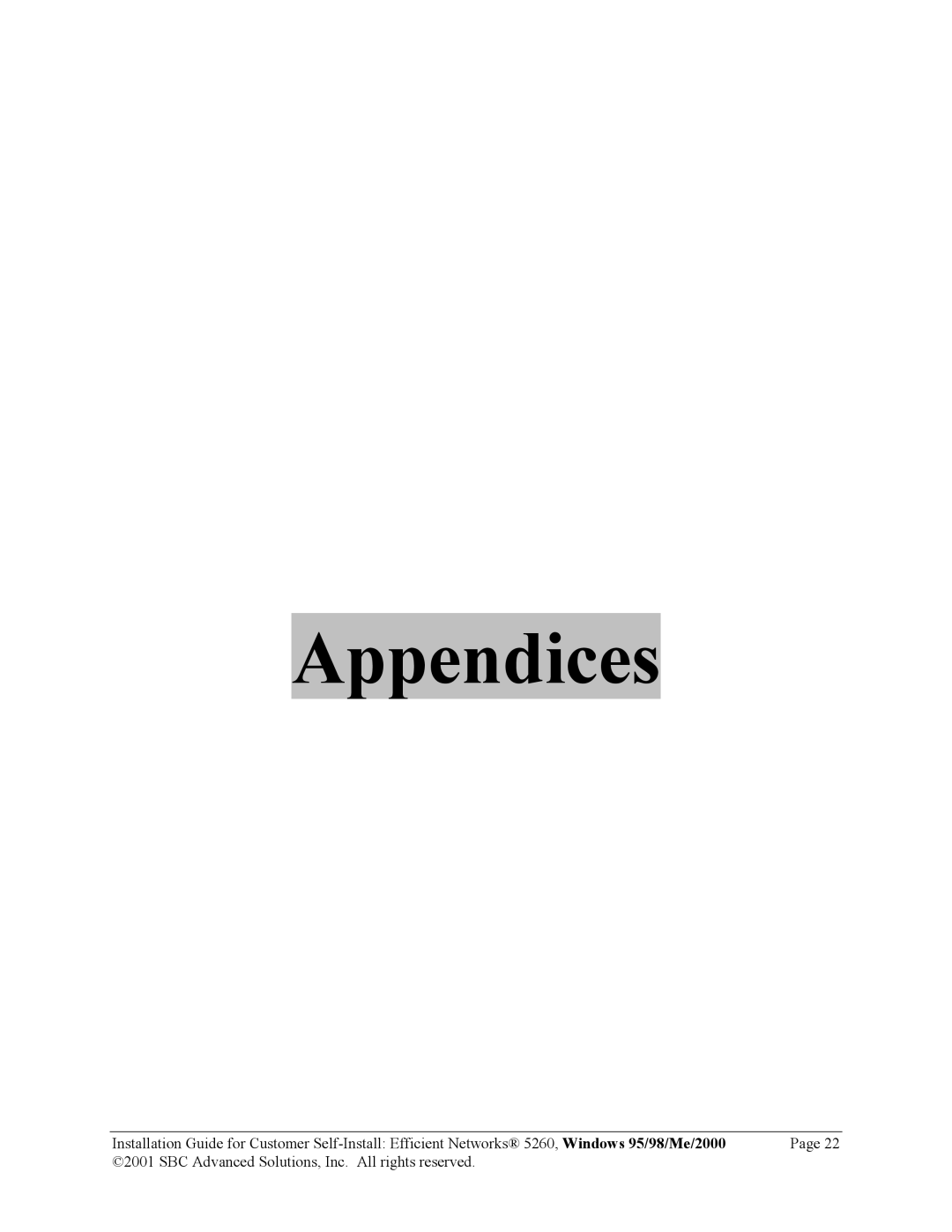 SBC comm 52609x02 manual Appendices 