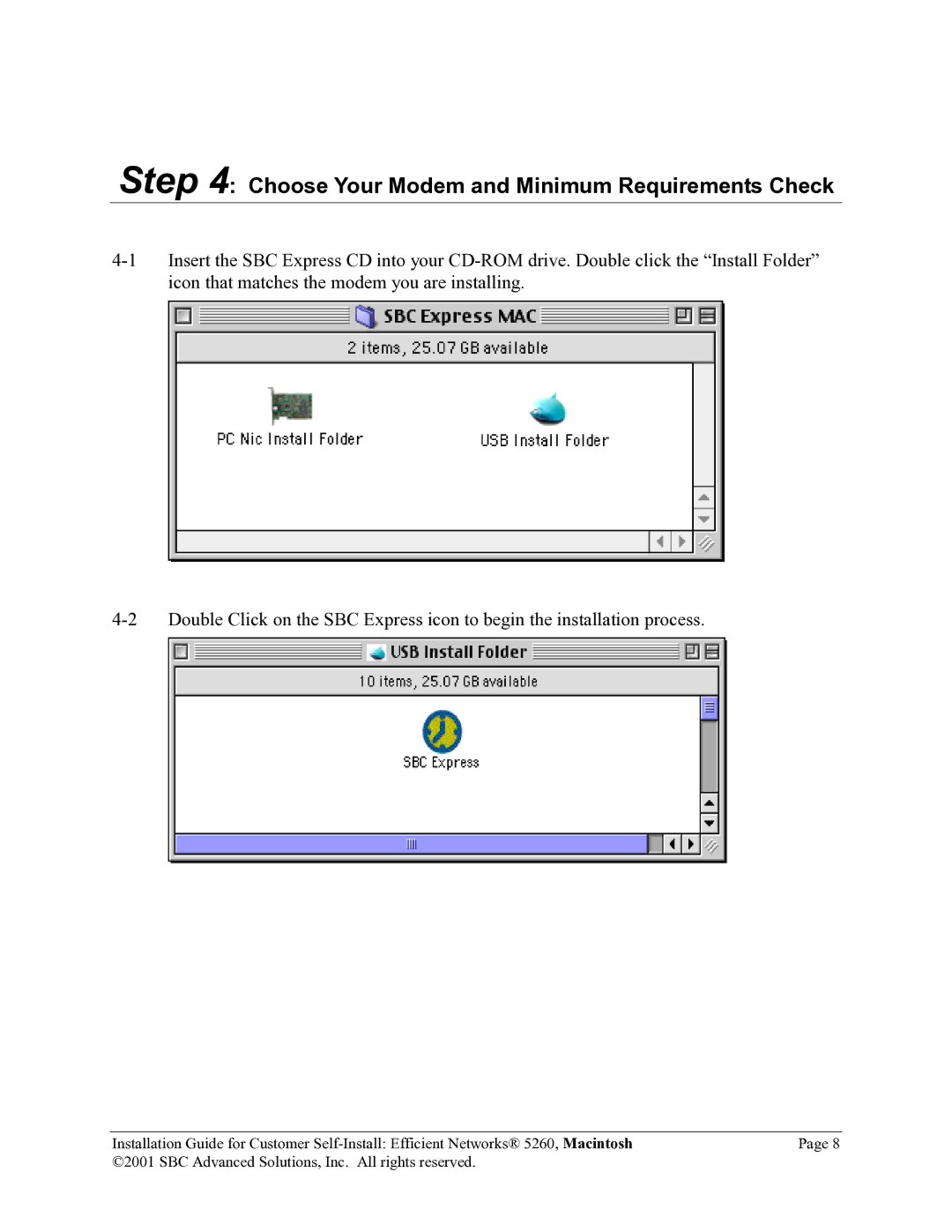 SBC comm 5260MC02A manual Choose Your Modem and Minimum Requirements Check 