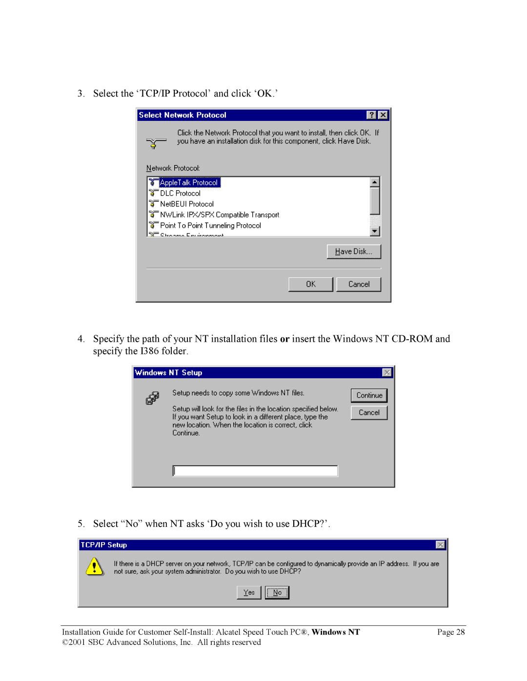 SBC comm AlcatelPCNT02A manual 