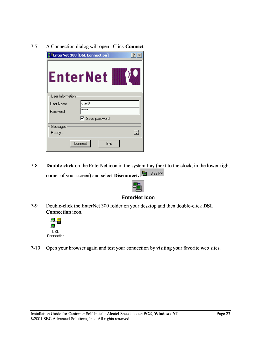SBC comm AlcatelPCNT02A manual EnterNet Icon 