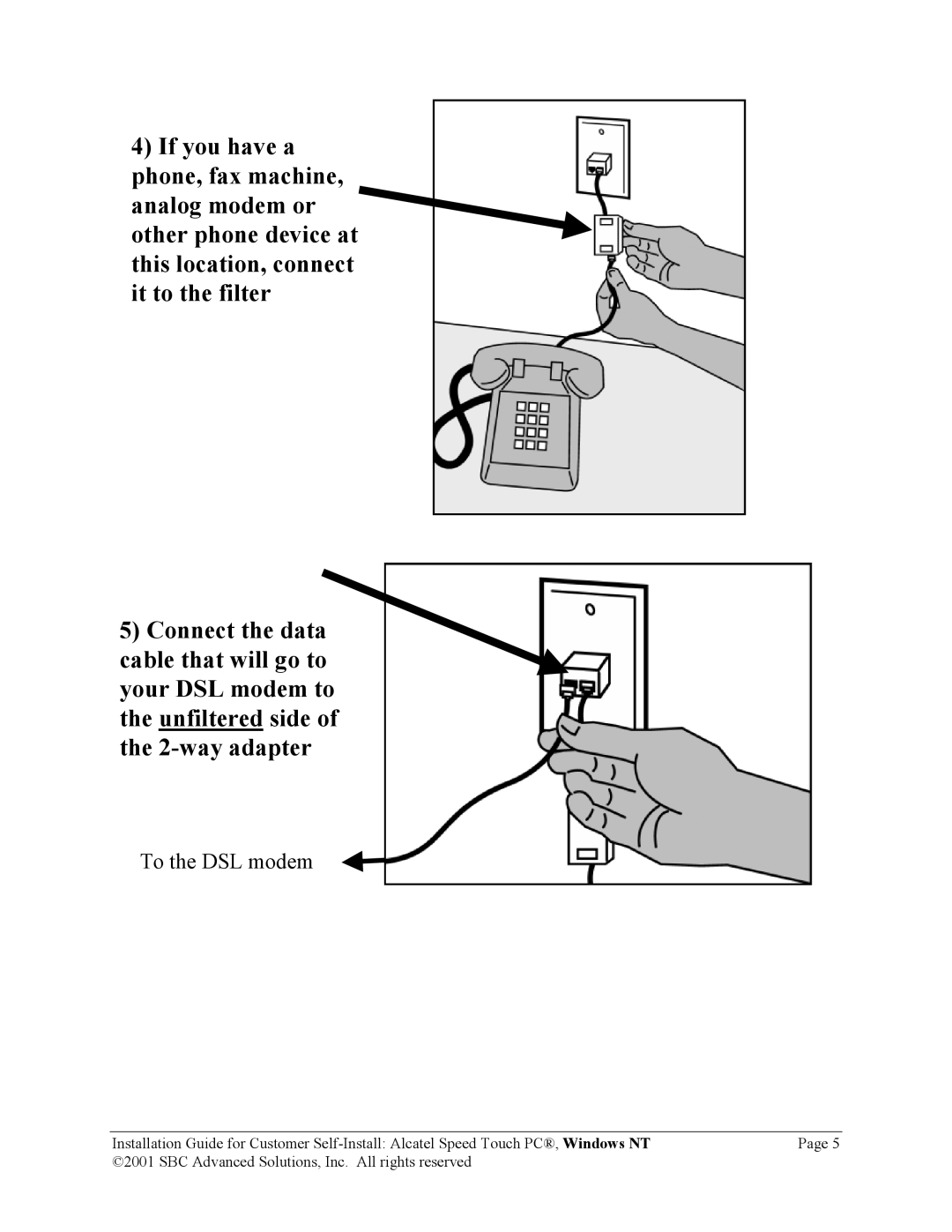 SBC comm PCNT02 manual To the DSL modem 