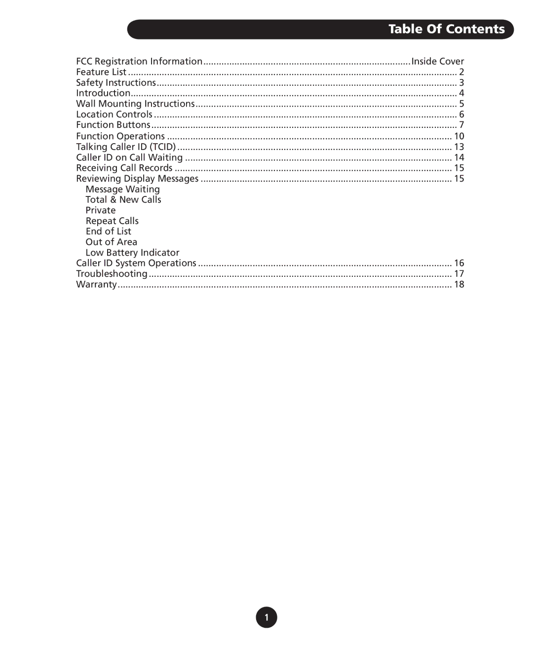 SBC comm SBC-116 user manual Table Of Contents 