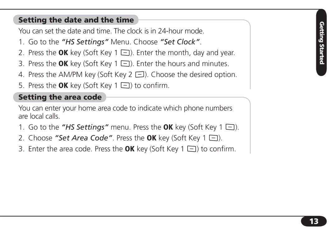 SBC comm SBC-6020 user manual Setting the date and the time, Setting the area code 